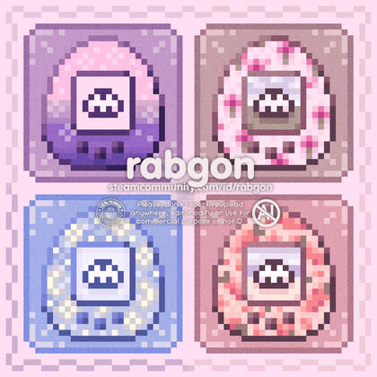 The tiniest pixel bunny as tamagotchis